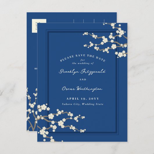 ホワイト桜さくらんぼ花咲きアジア日曜保存日 案内ポストカード (正面/裏面)