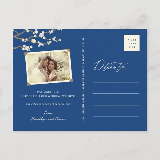 ホワイト桜さくらんぼ花咲きアジア日曜保存日 案内ポストカード (裏面)