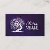 ホワイト桜ツリーカラフル – ブロッサム 名刺 (正面)