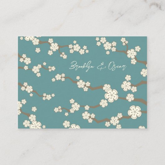 ホワイト桜フラワーズさくらんぼ花シック結婚ズ プレイスカード (裏面)