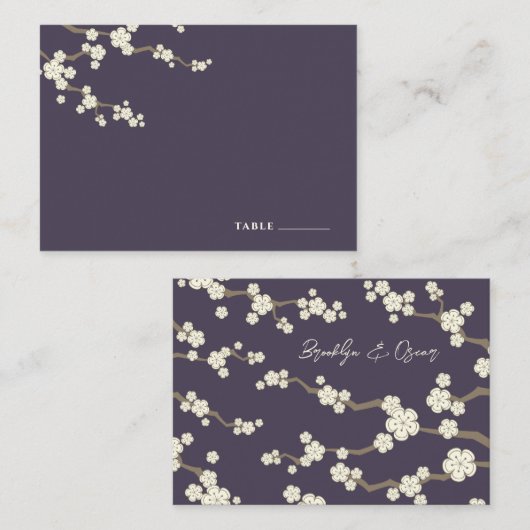 ホワイト桜フラワーズさくらんぼ花シック結婚ズ プレイスカード (正面/裏面)