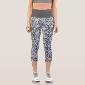 ホワイト植物性デザインオングレー カプリレギンス (正面)