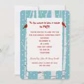 ホワイト樺の木とスノーフレークスクリスマス(鳥)ショウジョウコウカンチョウ 招待状 (正面)