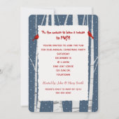 ホワイト樺の木とスノーフレークスクリスマス(鳥)ショウジョウコウカンチョウ 招待状 (正面)