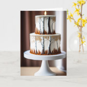 ホワイト樺の木の木とかわいらし深紅色誕生日 カード (黄色い花)