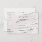 ホワイト樺の木ウッドバ素朴ンカントリーウェディングRSVP 出欠カード (正面)