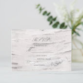 ホワイト樺の木ウッドバ素朴ンカントリーウェディングRSVP 出欠カード (スタンド正面)