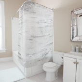 ホワイト樺の木ウッド素朴カントリーファームハウスバーン シャワーカーテン (インサイチュ)