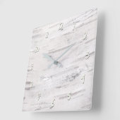 ホワイト樺の木ウッド素朴カントリーファームハウスバーン スクエア壁時計 (傾斜)