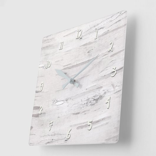 ホワイト樺の木ウッド素朴カントリーファームハウスバーン スクエア壁時計 (傾斜)