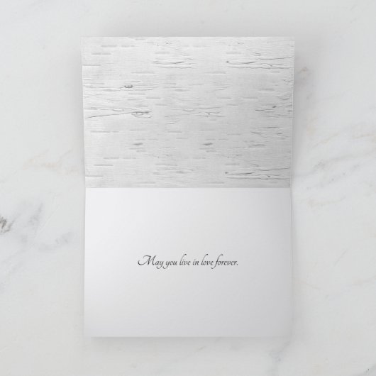 ホワイト樺の木ウッド結婚ズ サンキューカード (内部)