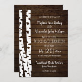 ホワイト樺の木ツリーアンドウッド 招待状 (正面/裏面)