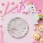 ホワイト樺の木ツリーウッドバ素朴ンウェディングパーティー ペーパープレート (パーティー)