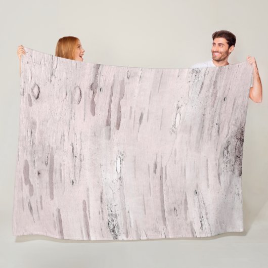 ホワイト樺の木ツリーウッドバ素朴ンファームハウスシック フリースブランケット (インサイチュ)