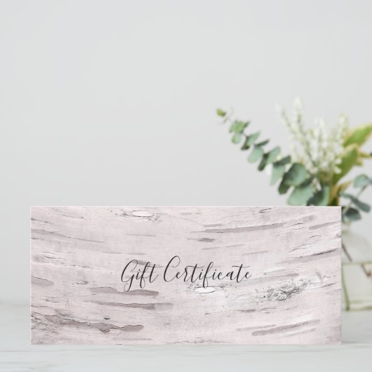 ホワイト樺の木ツリーウッド素朴ギフト証明書 (スタンド正面)