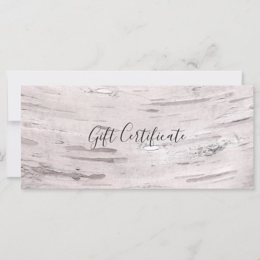 ホワイト樺の木ツリーウッド素朴ギフト証明書 (正面)