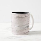 ホワイト樺の木ツリーウ素朴ィードバパーソナライズされたン ツートーンマグカップ (正面右)