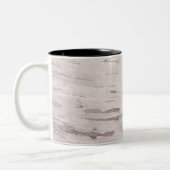 ホワイト樺の木ツリーウ素朴ィードバパーソナライズされたン ツートーンマグカップ (左)