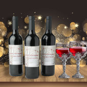 ホワイト樺の木ツリーズウィンターフォレストレッド深紅色 ワインラベル