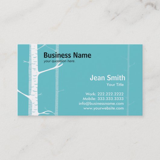 ホワイト樺の木ツリーズフォレストグリーン 名刺 (正面)
