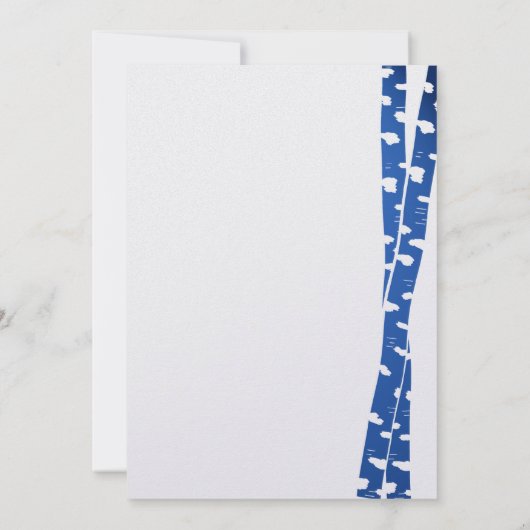 ホワイト樺の木ツリーブライダルシャワーブルー 招待状 (裏面)