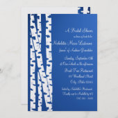 ホワイト樺の木ツリーブライダルシャワーブルー 招待状 (正面/裏面)