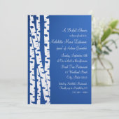 ホワイト樺の木ツリーブライダルシャワーブルー 招待状 (スタンド正面)