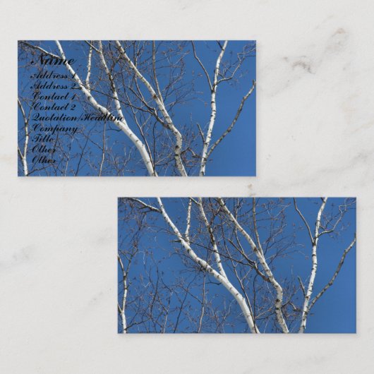 ホワイト樺の木ツリーブルースカイ自然名刺 名刺 (正面/裏面)