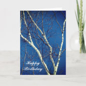 ホワイト樺の木ツリーブルースカイ自然誕生日カード カード (正面)