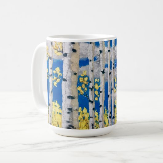 ホワイト樺の木ツリーマグ コーヒーマグカップ (正面左)