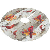 ホワイト樺の木ツリーレッド深紅色 ブラッシュドポリエステルツリースカート (アングル)