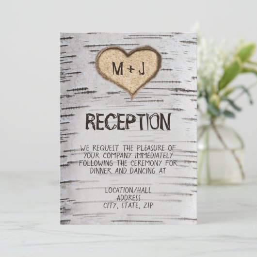 ホワイト樺の木ツリー素朴な田舎の結婚式披露宴 招待状 (スタンド正面)