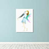 ホワイト樺の木ツリー運フェアリーの樹皮 キャンバスプリント (インサイチュ (ウッドフロア))