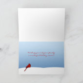 ホワイト樺の木ツリー,レッド(鳥)ショウジョウコウカンチョウ,降雪 シーズンカード (内部)