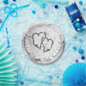 ホワイト樺の木ハートウェディングシャワープレート ペーパープレート (パーティー)