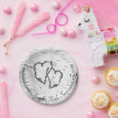 ホワイト樺の木ハートウェディングシャワープレート ペーパープレート (パーティー)