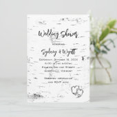 ホワイト樺の木バークウェディングシャワー招待状 招待状 (スタンド正面)