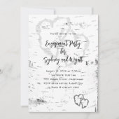 ホワイト樺の木バーク婚約パーティ招待状 招待状 (正面)