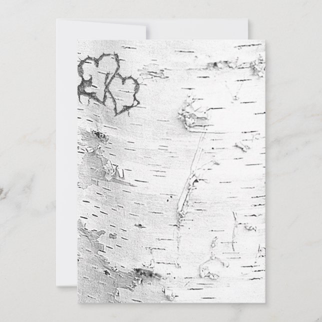 ホワイト樺の木バーク素朴ハート空白の紙 (正面)