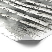 ホワイト樺の木フォレストウォーターの色 ポスター (角)