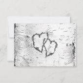 ホワイト樺の木彫りハートウェディングRSVPカード 出欠カード (裏面)