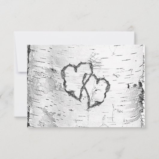 ホワイト樺の木彫りハートウェディングRSVPカード 出欠カード (裏面)