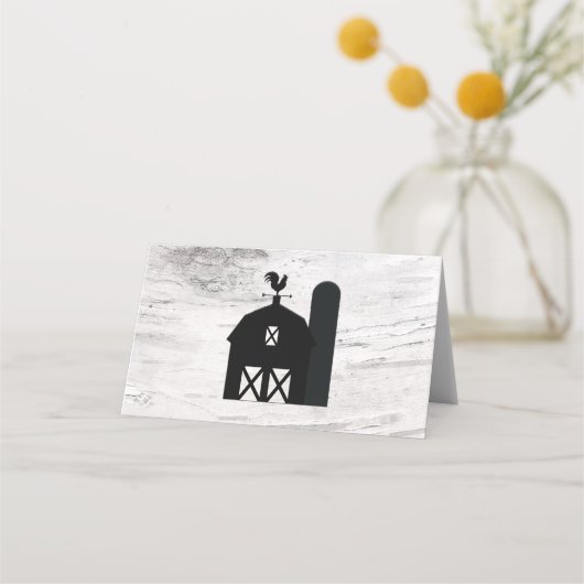ホワイト樺の木素朴カントリーファームハウスディアー〔雄ジカの〕枝角 プレイスカード (裏面)