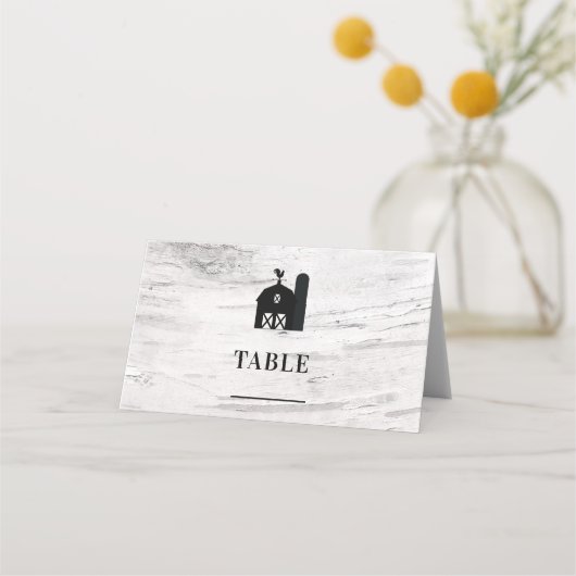 ホワイト樺の木素朴カントリーファームハウスディアー〔雄ジカの〕枝角 プレイスカード (正面)