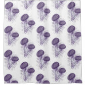 ホワイト水彩パープルクラゲのスプラッシュアート シャワーカーテン (正面)