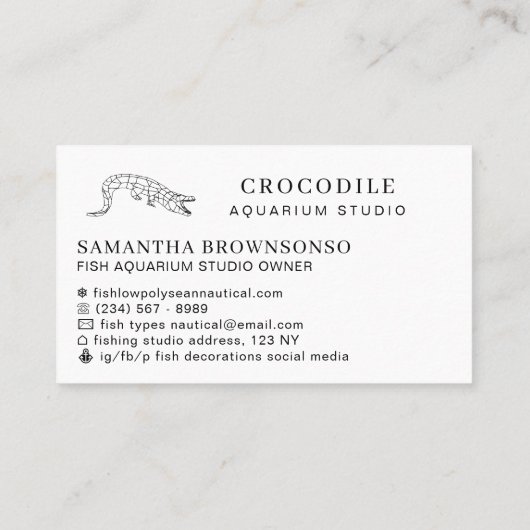 ホワイト水族館ワニ・クロコダイル 名刺 (裏面)