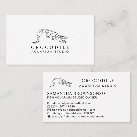 ホワイト水族館ワニ・クロコダイル 名刺 (正面/裏面)