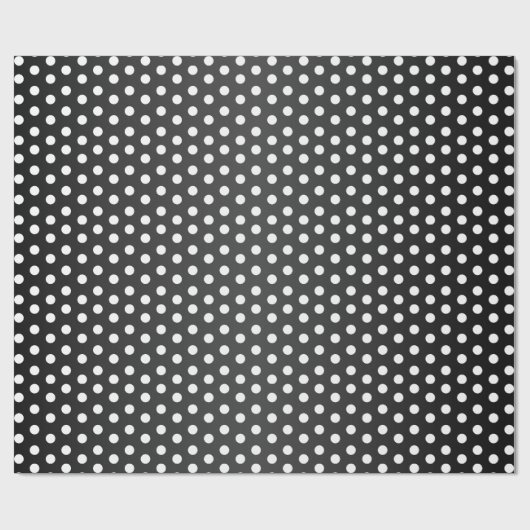 ホワイト水玉模様とシェンブラックサテン ラッピングペーパー (フラット)