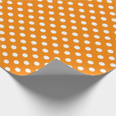 ホワイト水玉模様オンオレンジメディア宇宙 ラッピングペーパー (角)