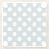 ホワイト水玉模様オンティール（緑がかった色） ガラスコースター (裏面)